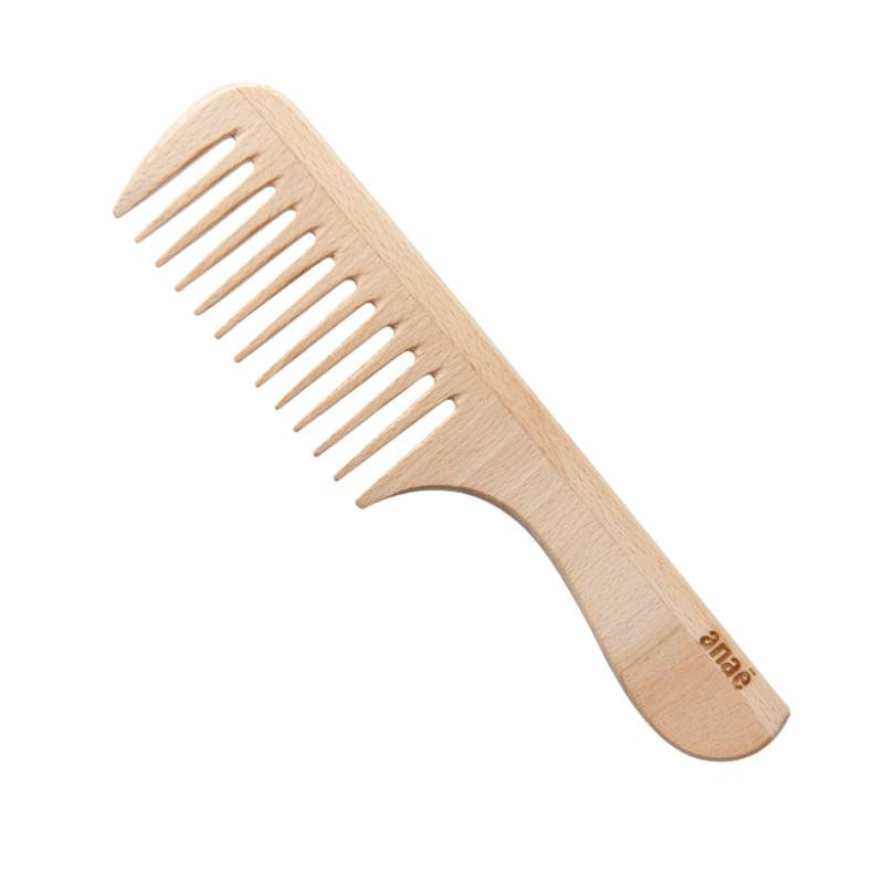 peigne en bois a grosses dents pour le soin des cheveux bouclés et crépus
